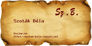 Szoták Béla névjegykártya